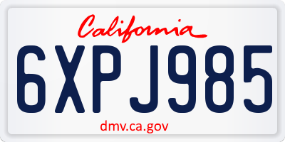 CA license plate 6XPJ985