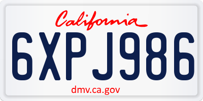 CA license plate 6XPJ986