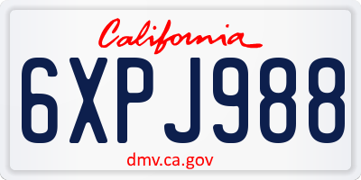 CA license plate 6XPJ988