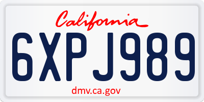 CA license plate 6XPJ989