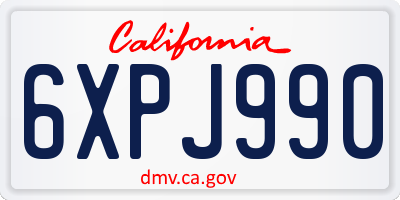 CA license plate 6XPJ990