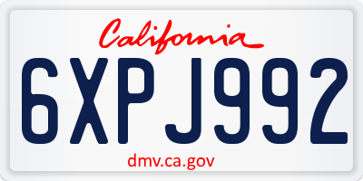 CA license plate 6XPJ992