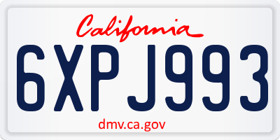 CA license plate 6XPJ993