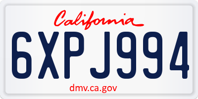 CA license plate 6XPJ994