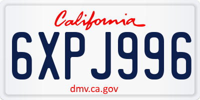 CA license plate 6XPJ996