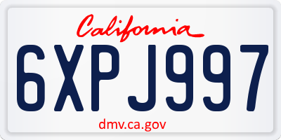 CA license plate 6XPJ997