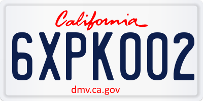CA license plate 6XPK002