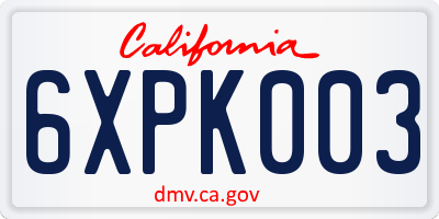 CA license plate 6XPK003