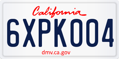 CA license plate 6XPK004
