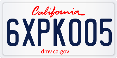 CA license plate 6XPK005