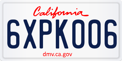 CA license plate 6XPK006