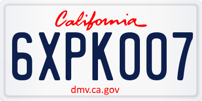 CA license plate 6XPK007
