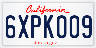 CA license plate 6XPK009