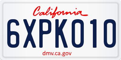 CA license plate 6XPK010