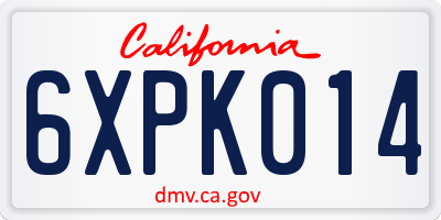 CA license plate 6XPK014