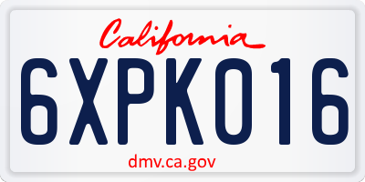 CA license plate 6XPK016