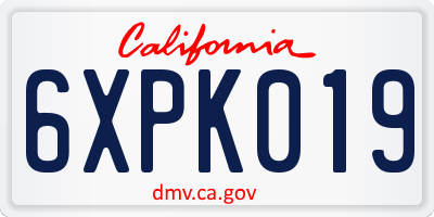 CA license plate 6XPK019