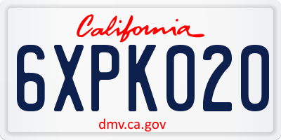 CA license plate 6XPK020