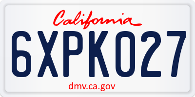 CA license plate 6XPK027