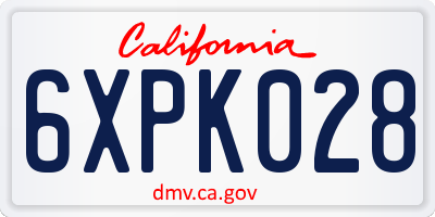 CA license plate 6XPK028