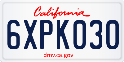 CA license plate 6XPK030