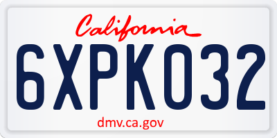 CA license plate 6XPK032