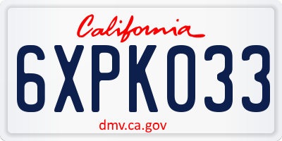 CA license plate 6XPK033