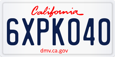 CA license plate 6XPK040