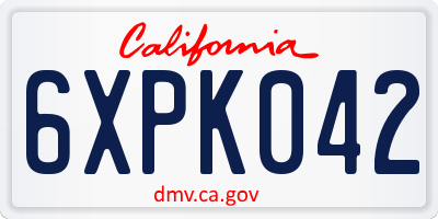 CA license plate 6XPK042