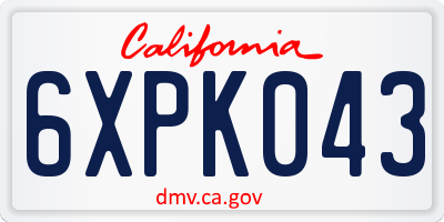 CA license plate 6XPK043