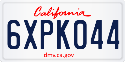 CA license plate 6XPK044