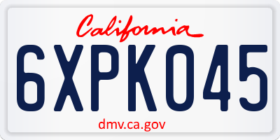 CA license plate 6XPK045