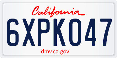 CA license plate 6XPK047