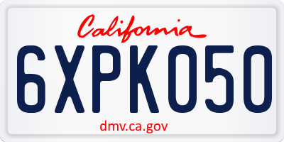 CA license plate 6XPK050