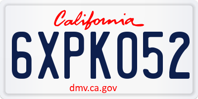 CA license plate 6XPK052