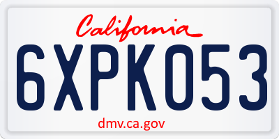 CA license plate 6XPK053