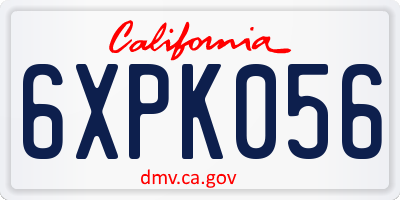 CA license plate 6XPK056