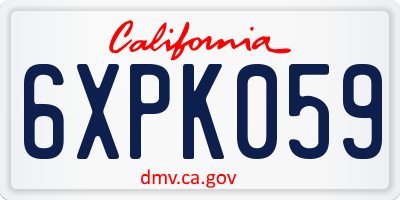CA license plate 6XPK059