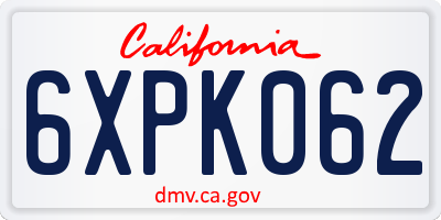 CA license plate 6XPK062
