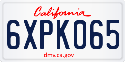CA license plate 6XPK065