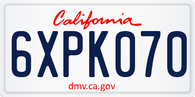 CA license plate 6XPK070