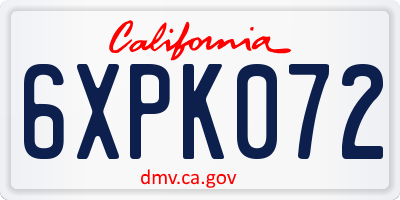 CA license plate 6XPK072