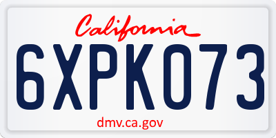 CA license plate 6XPK073