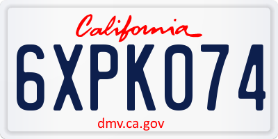 CA license plate 6XPK074