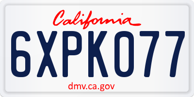 CA license plate 6XPK077