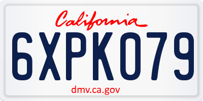 CA license plate 6XPK079