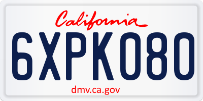 CA license plate 6XPK080