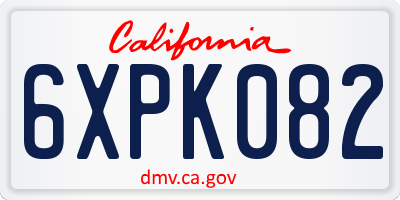 CA license plate 6XPK082