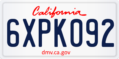 CA license plate 6XPK092