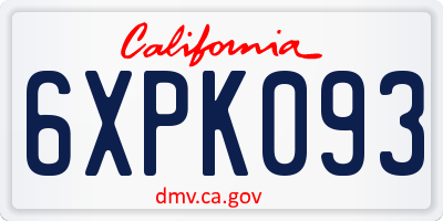 CA license plate 6XPK093